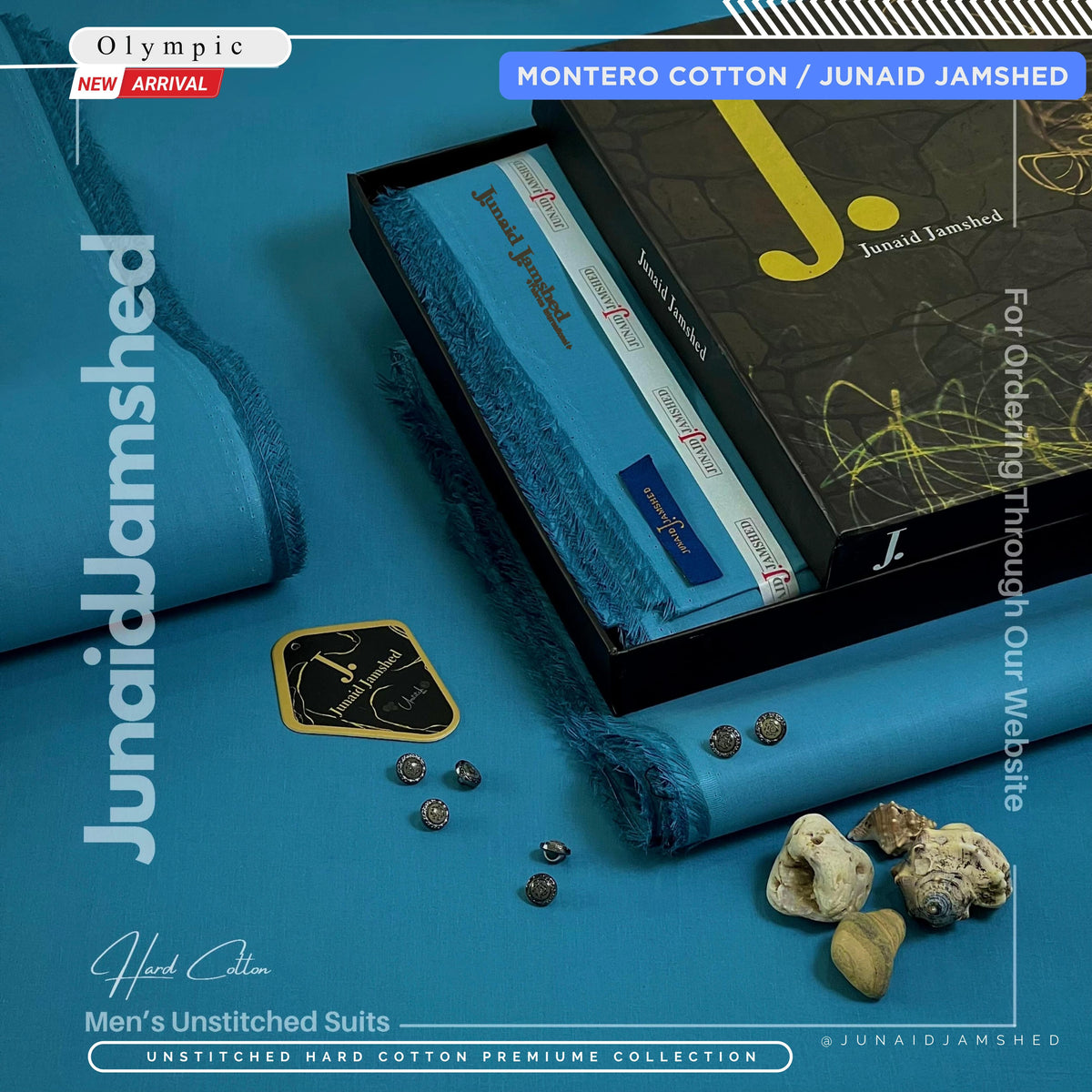 MONTERO – Junaid Jamshed Hard Cotton | All-Seasons Silver-Finish Premium Unstitched Olympic Colour