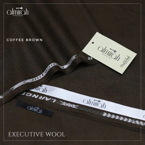 Coffee brown executive wool fabric from Almirah with branded labels and unstitched tag